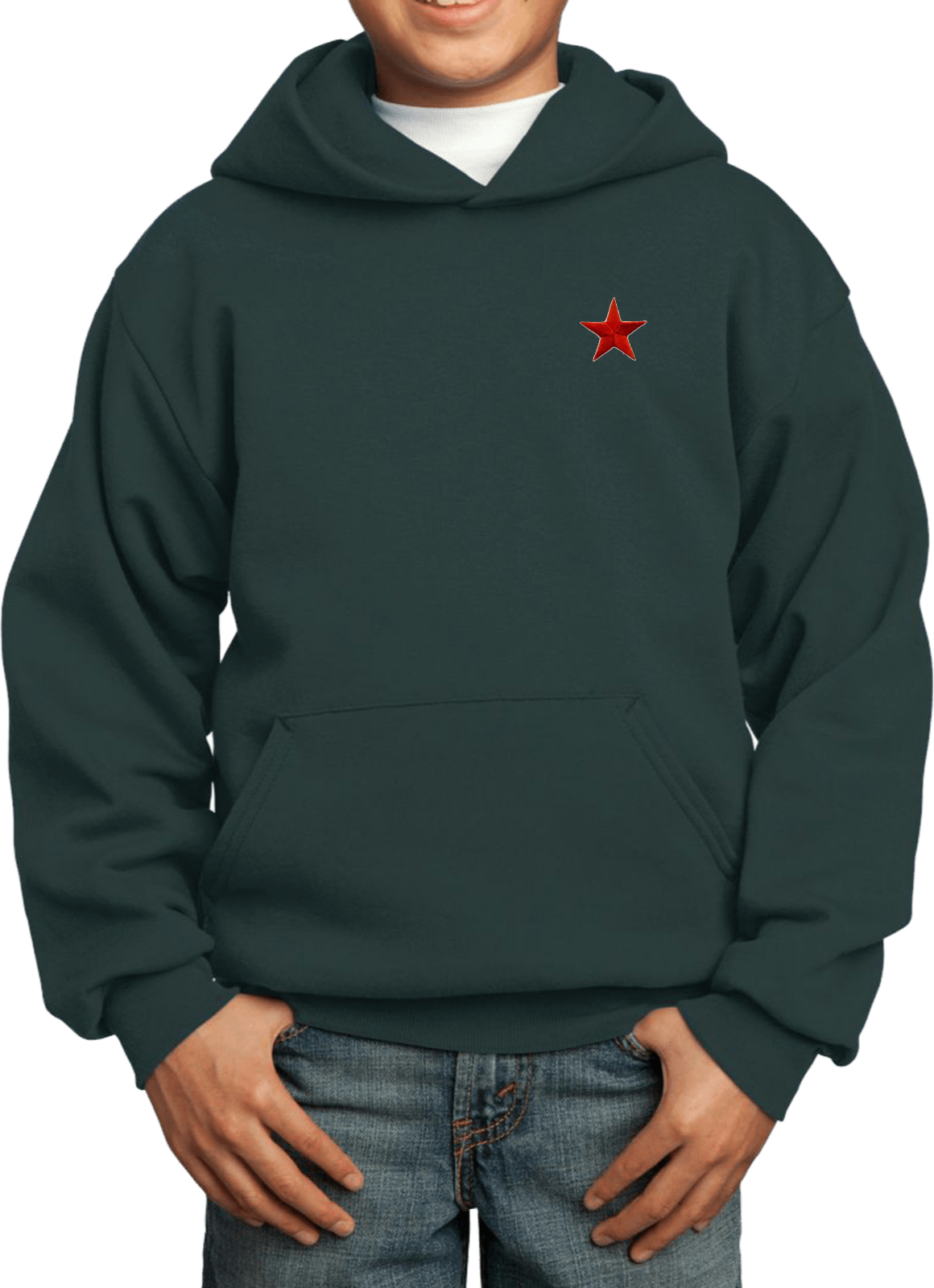 Buy Cool Shirts Red Star Patch Pocket Print Youth Kids Hoodie - Picture 7 of 19
