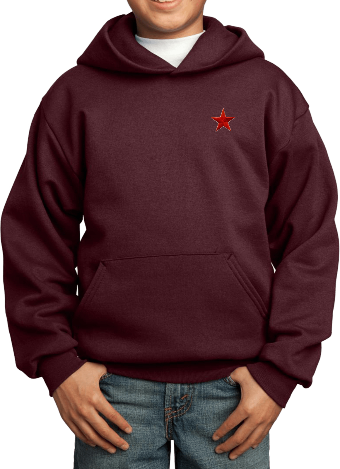 Buy Cool Shirts Red Star Patch Pocket Print Youth Kids Hoodie - Picture 11 of 19