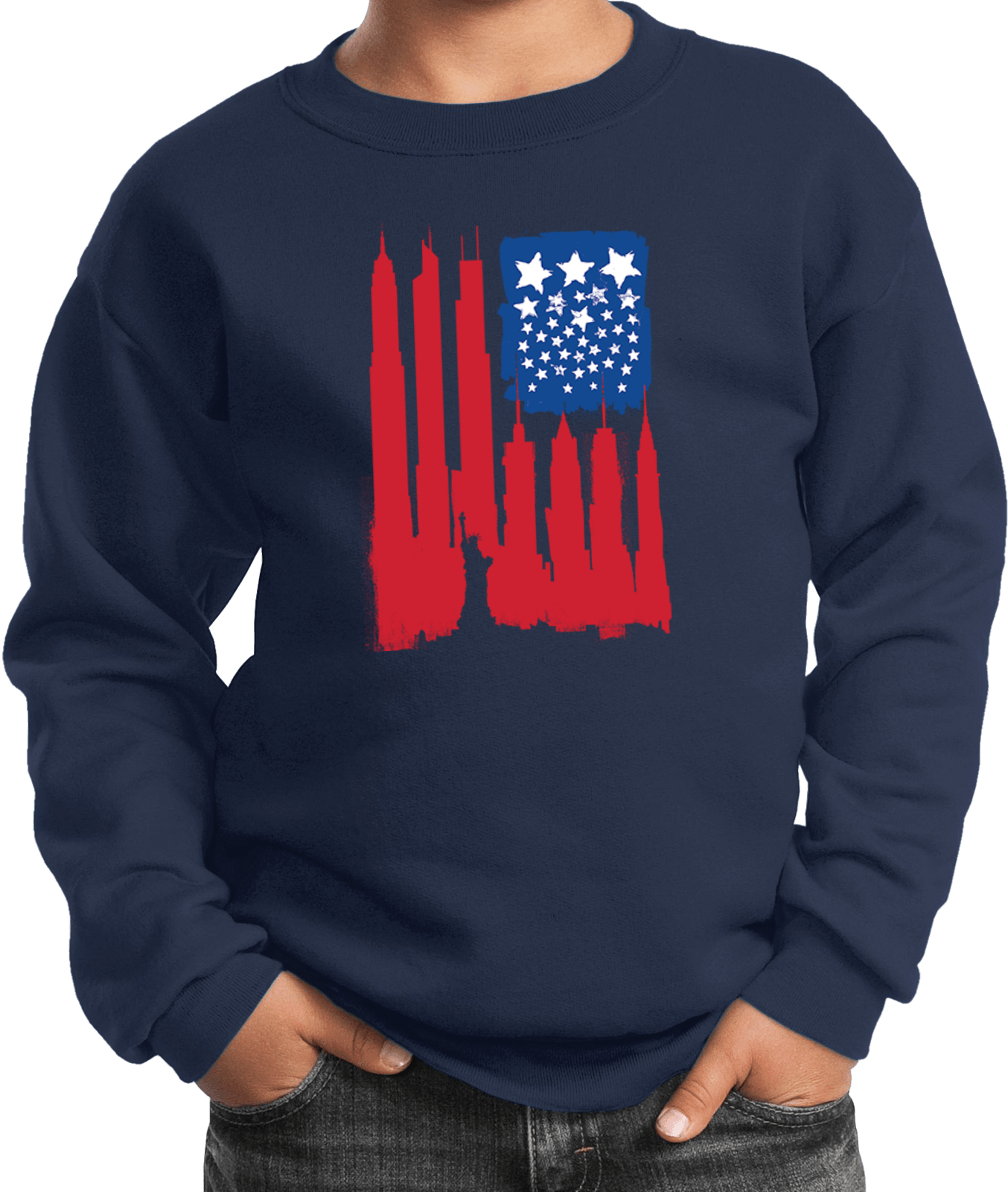 Buy Cool Shirts USA Flag Skyscraper Youth Kids Sweatshirt - Picture 4 of 4