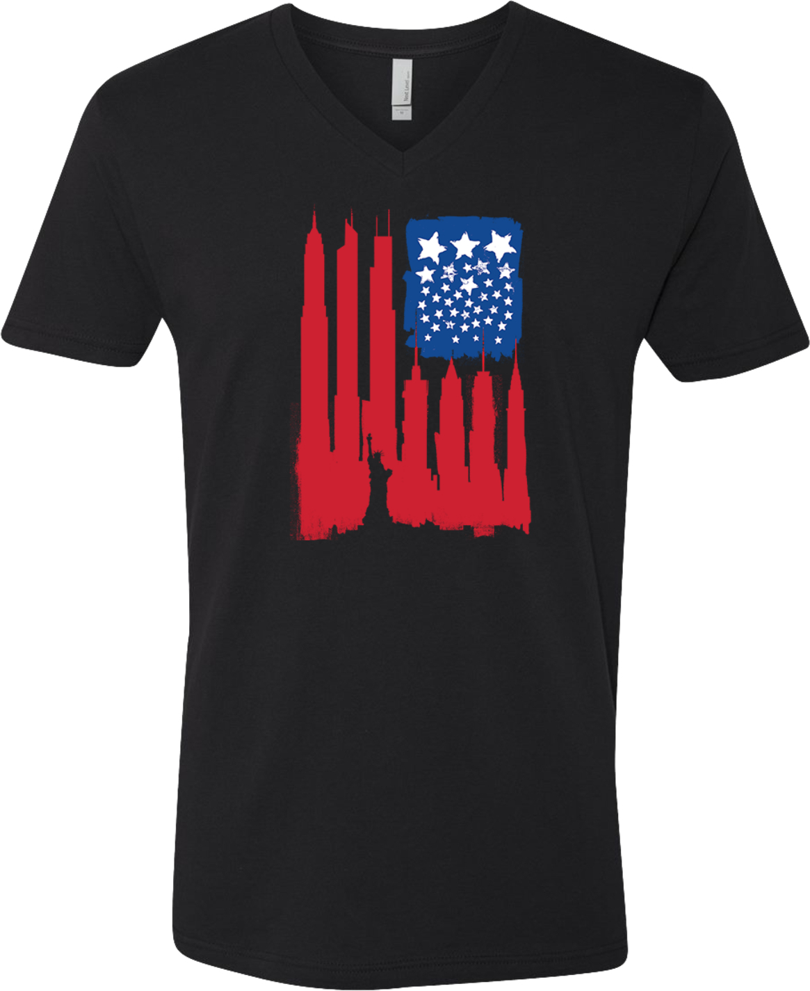 Buy Cool Shirts USA Flag Skyscraper V-Neck Shirt