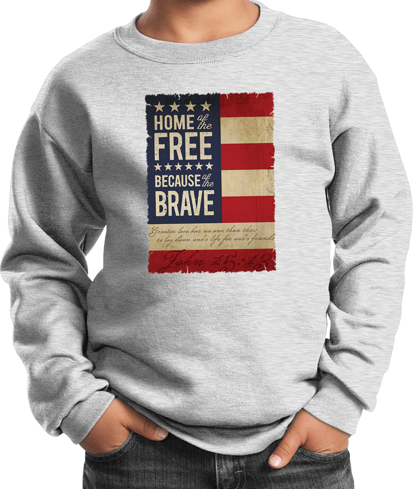 Buy Cool Shirts Kids USA Sweatshirt Home of the Brave Youth Sweat Shirt - Picture 2 of 11
