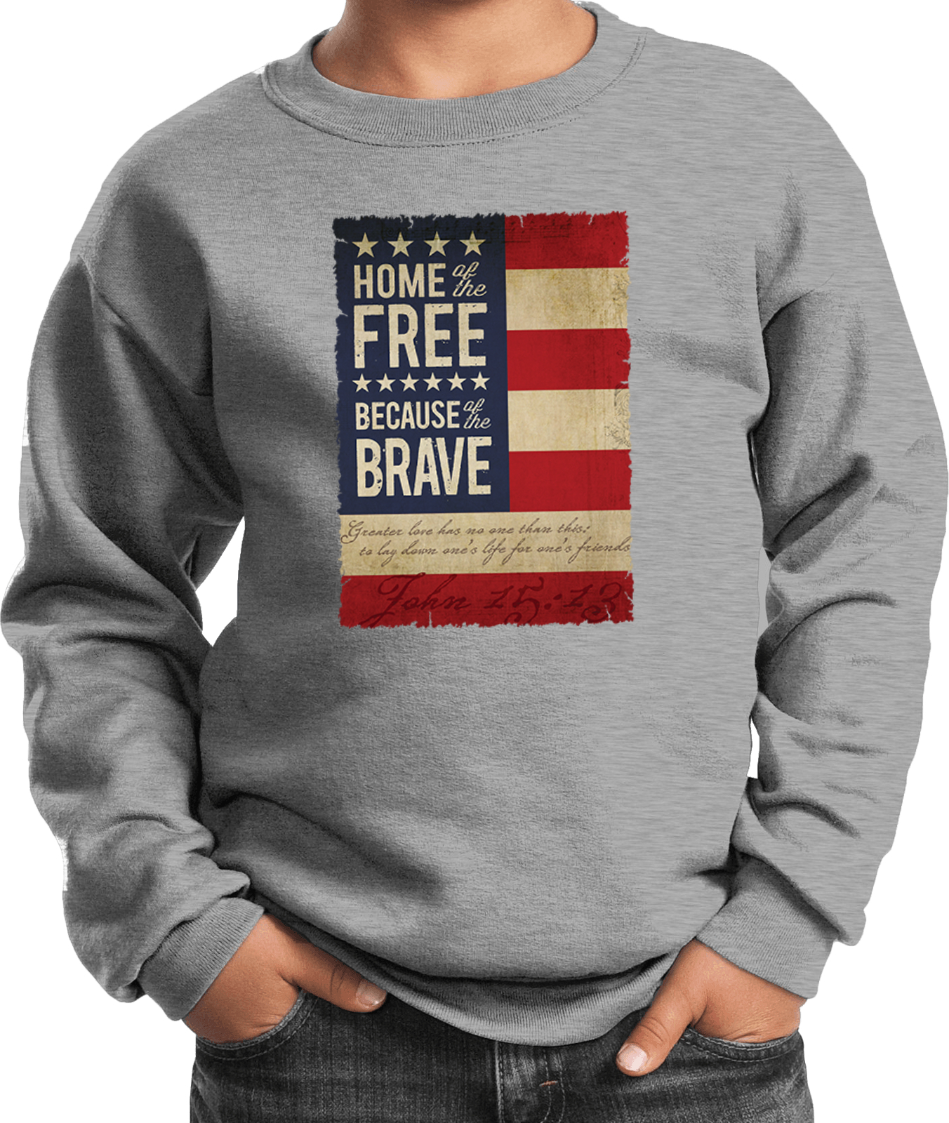 Buy Cool Shirts Kids USA Sweatshirt Home of the Brave Youth Sweat Shirt - Picture 3 of 11