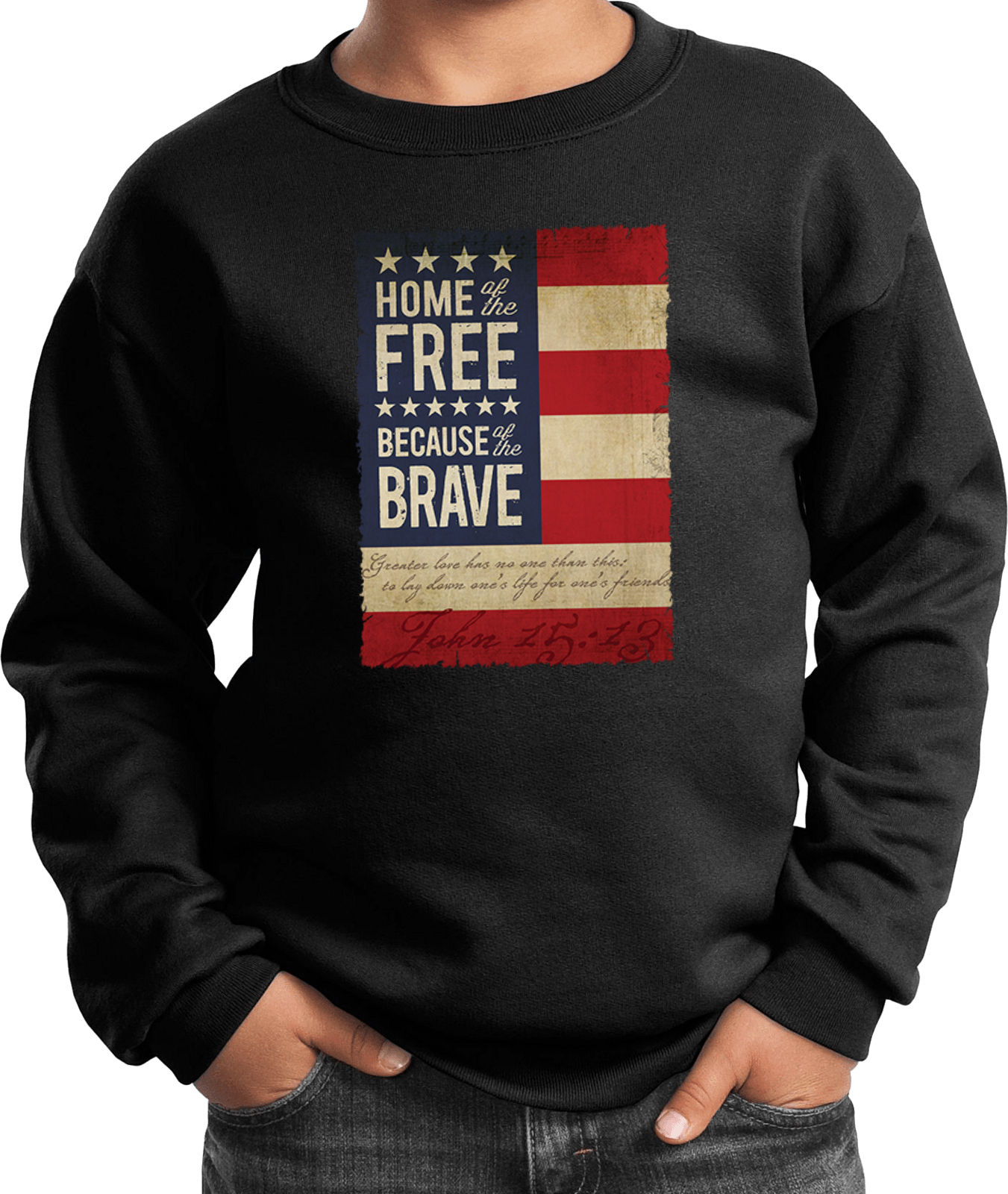 Buy Cool Shirts Kids USA Sweatshirt Home of the Brave Youth Sweat Shirt - Picture 4 of 11