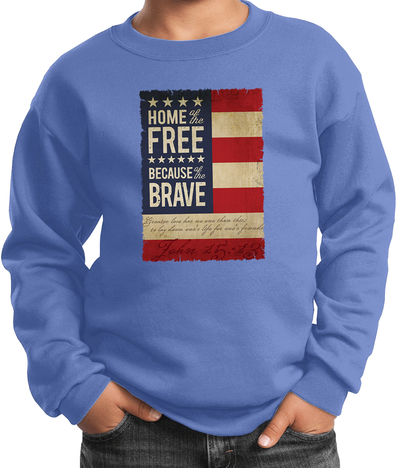 Buy Cool Shirts Kids USA Sweatshirt Home of the Brave Youth Sweat Shirt - Picture 5 of 11