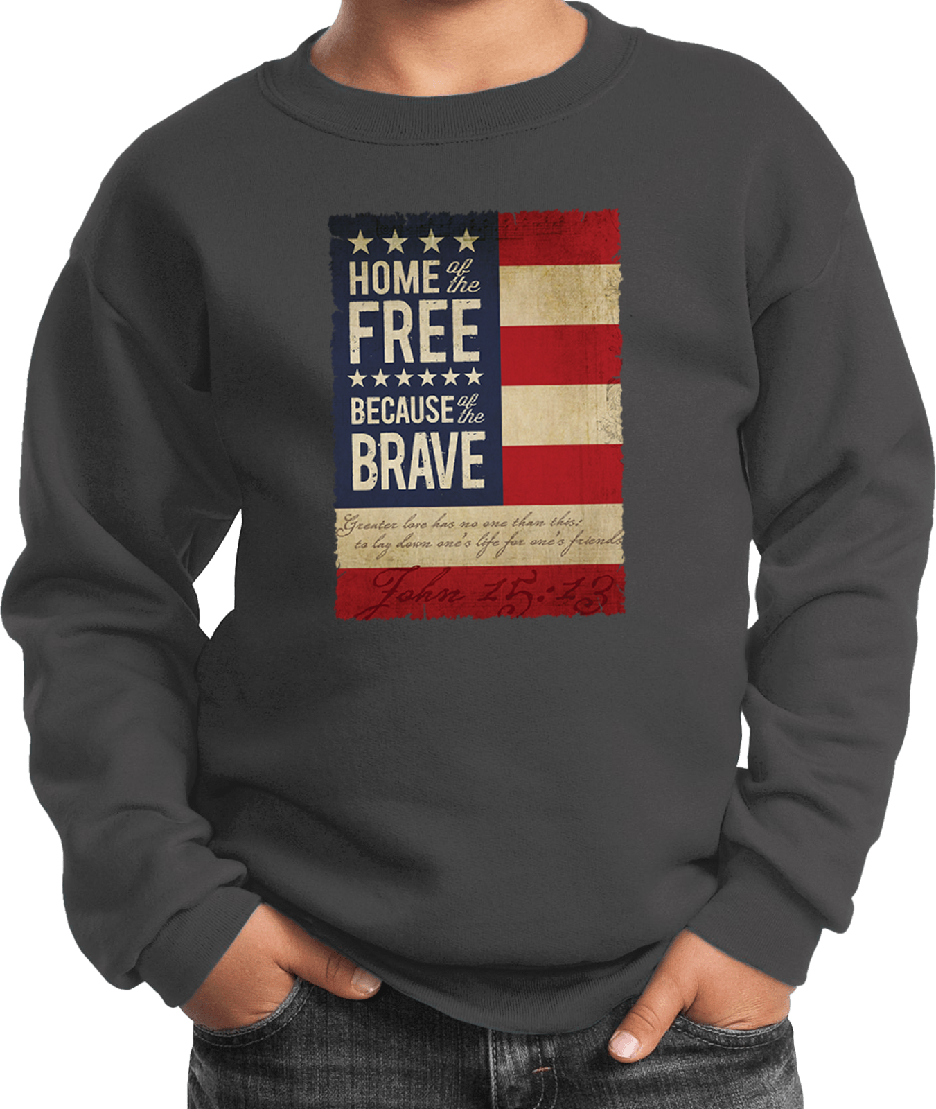 Buy Cool Shirts Kids USA Sweatshirt Home of the Brave Youth Sweat Shirt - Picture 6 of 11