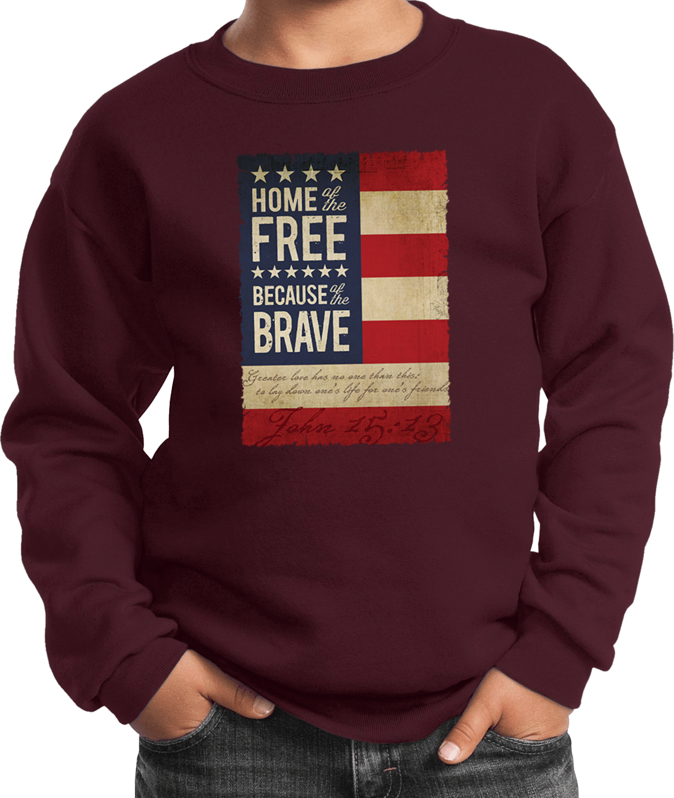 Buy Cool Shirts Kids USA Sweatshirt Home of the Brave Youth Sweat Shirt - Picture 7 of 11