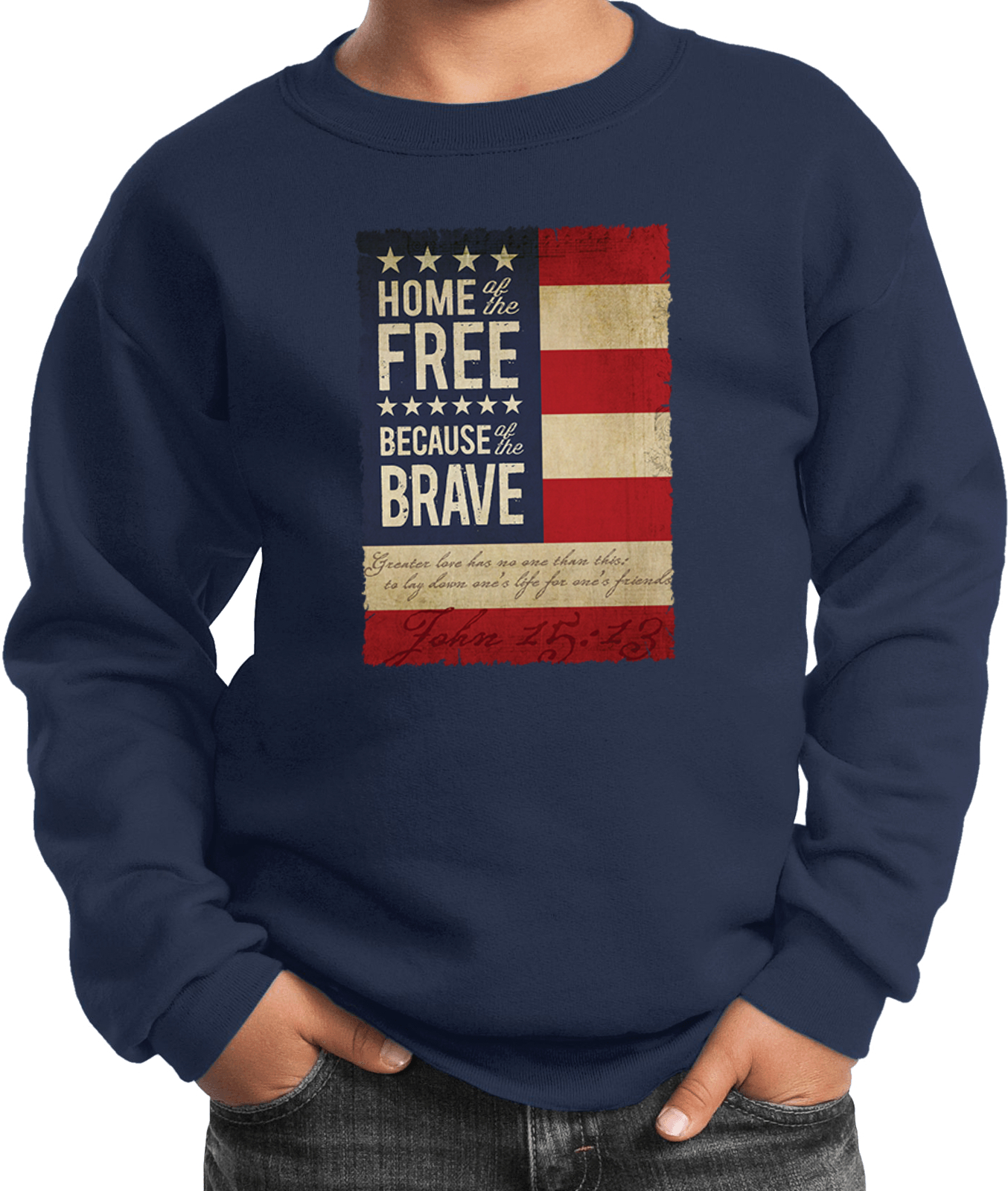 Buy Cool Shirts Kids USA Sweatshirt Home of the Brave Youth Sweat Shirt - Picture 8 of 11