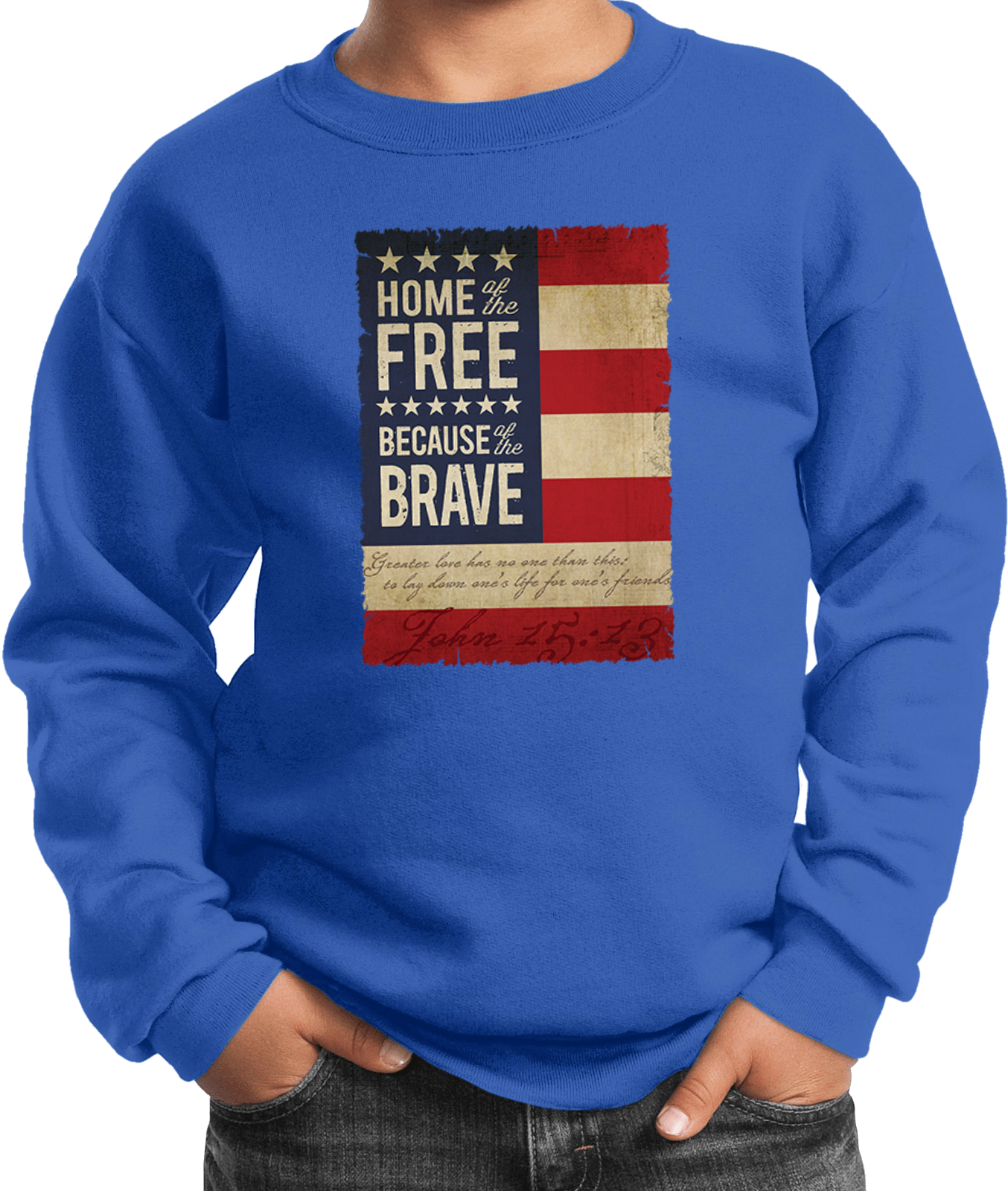 Buy Cool Shirts Kids USA Sweatshirt Home of the Brave Youth Sweat Shirt - Picture 10 of 11