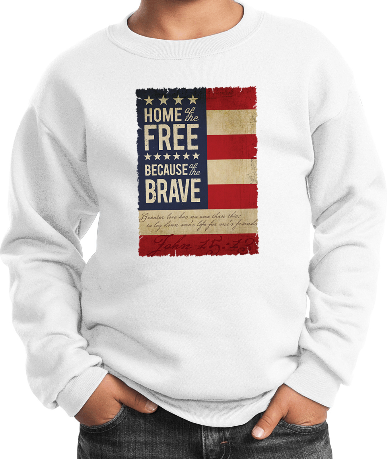 Buy Cool Shirts Kids USA Sweatshirt Home of the Brave Youth Sweat Shirt - Picture 11 of 11