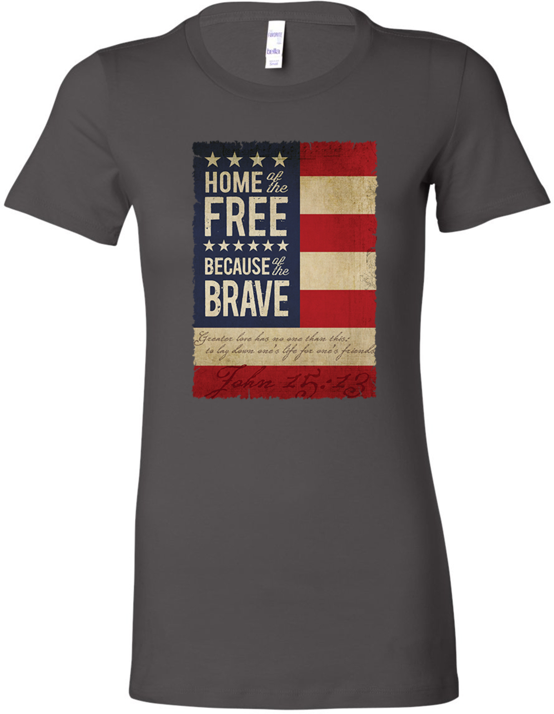 Buy Cool Shirts Ladies USA T-shirt Home of the Brave Longer Length Tee