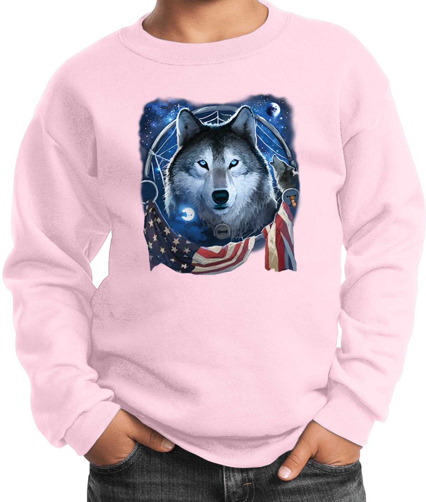 Buy Cool Shirts USA Wolf Dream Flag Youth Kids Sweatshirt - Picture 10 of 14