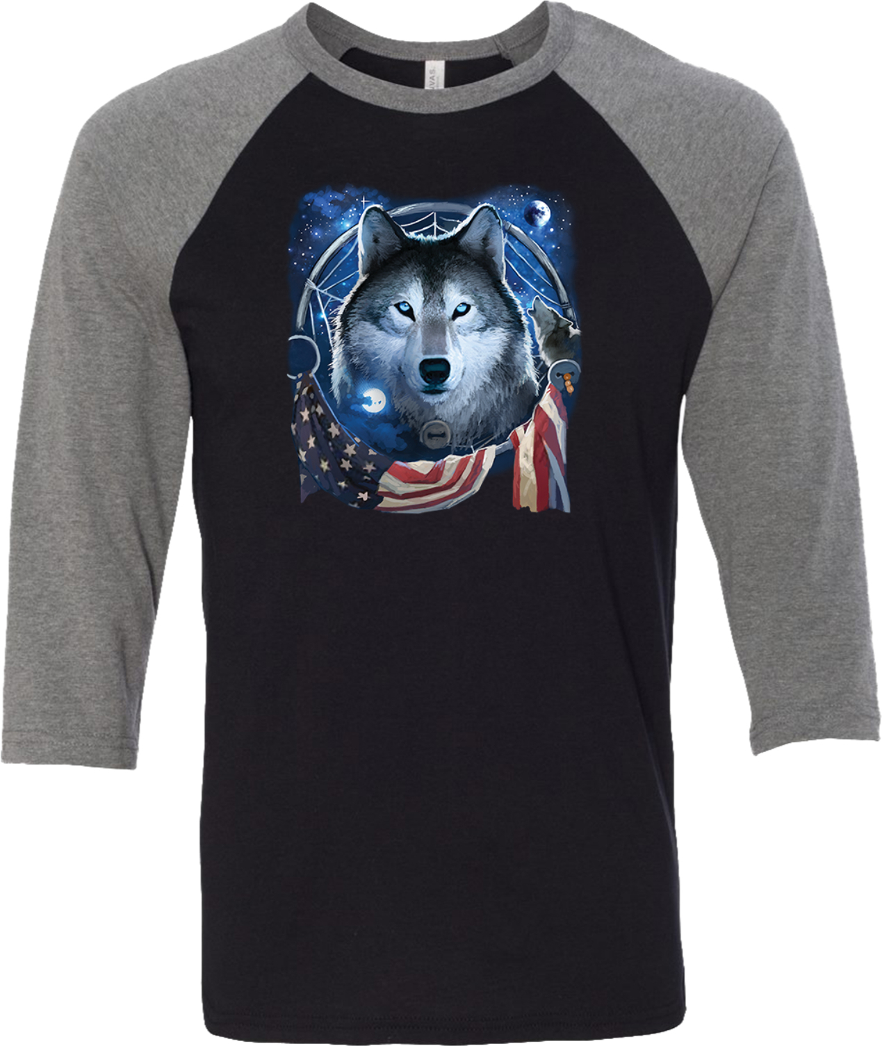 Buy Cool Shirts USA Wolf Dream Flag Raglan Shirt