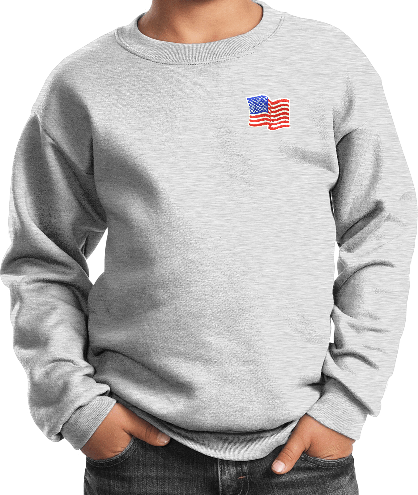 Buy Cool Shirts Kids Waving USA Flag Sweatshirt Patch Pocket Print - Picture 2 of 18