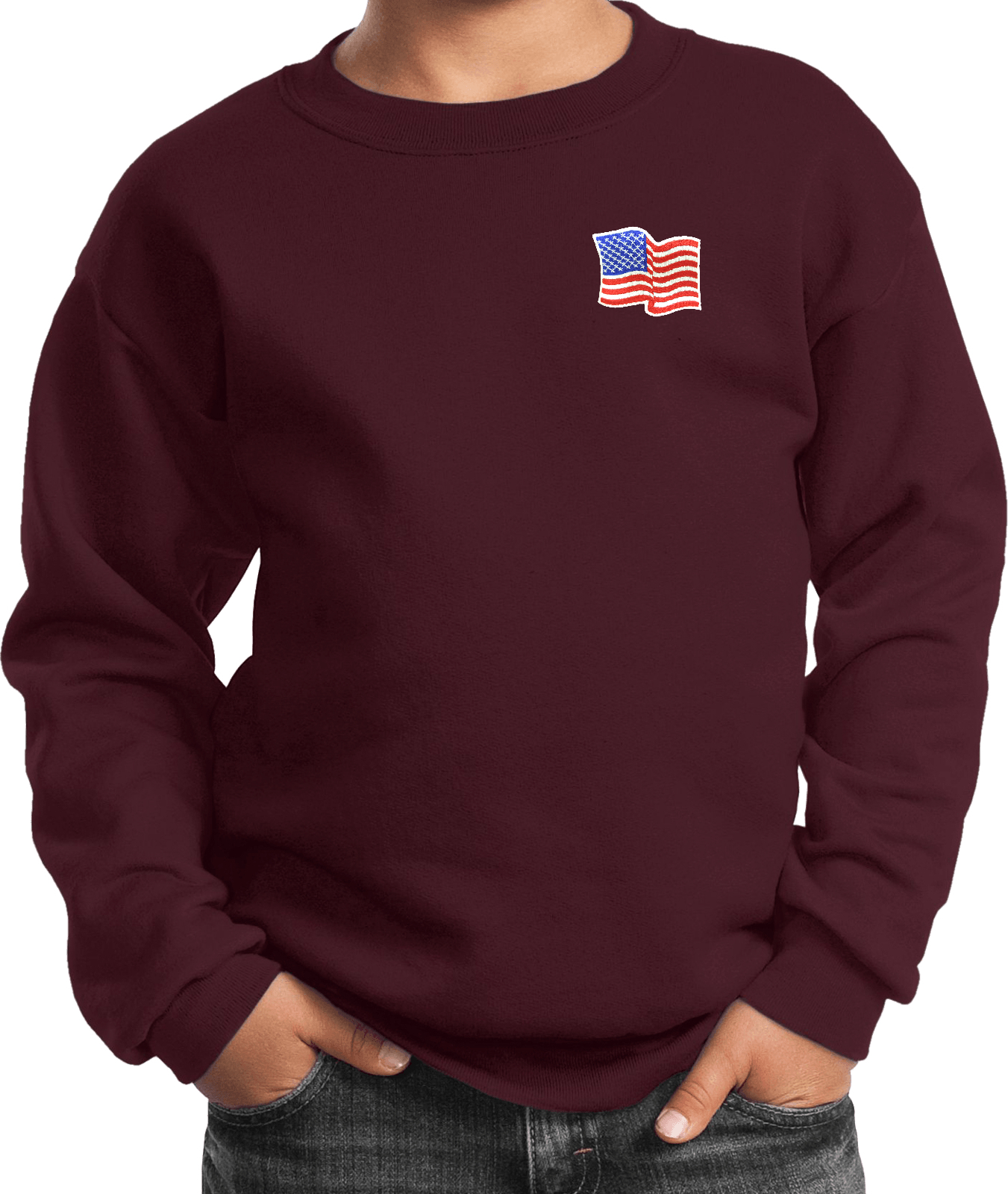 Buy Cool Shirts Kids Waving USA Flag Sweatshirt Patch Pocket Print - Picture 9 of 18