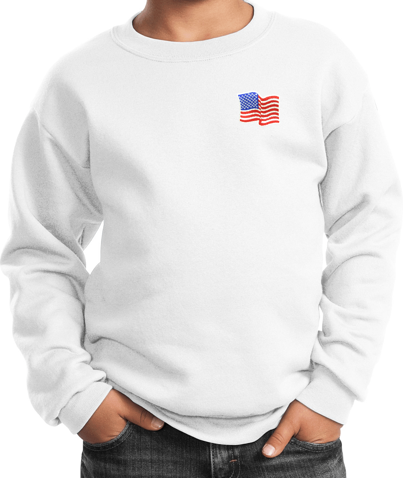 Buy Cool Shirts Kids Waving USA Flag Sweatshirt Patch Pocket Print - Picture 18 of 18