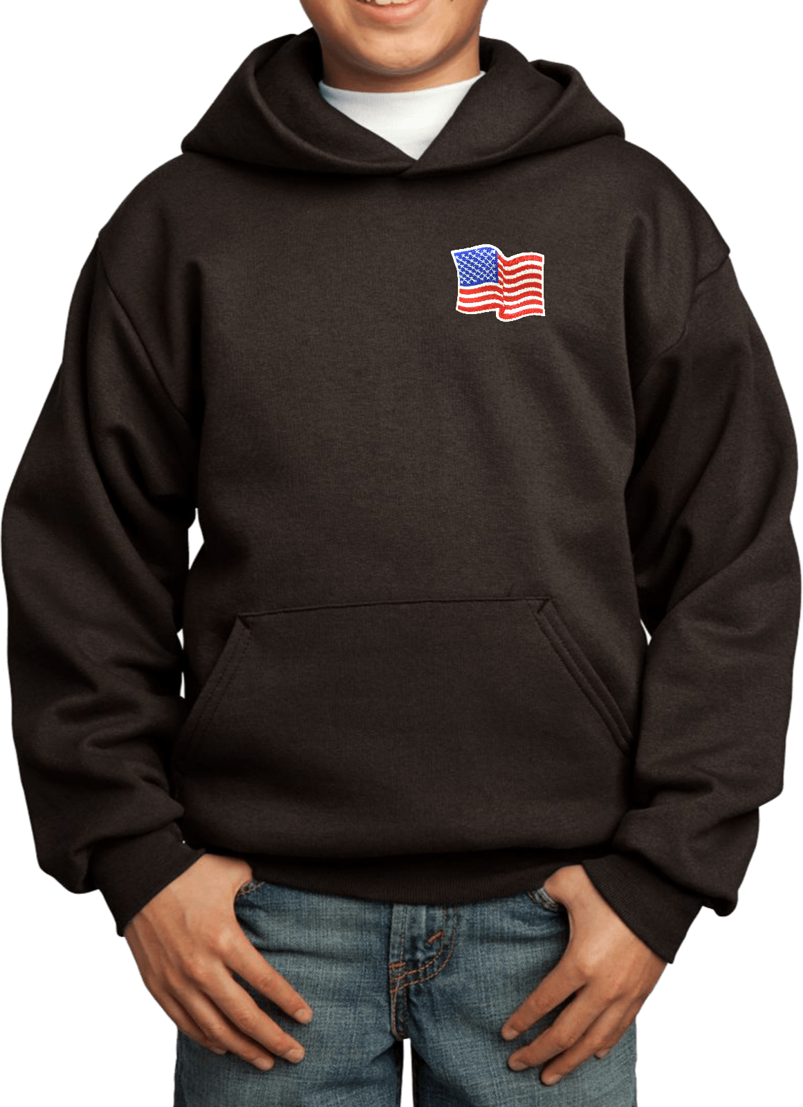 Buy Cool Shirts Kids Waving USA Flag Hoodie Patch Pocket Print - Picture 6 of 20