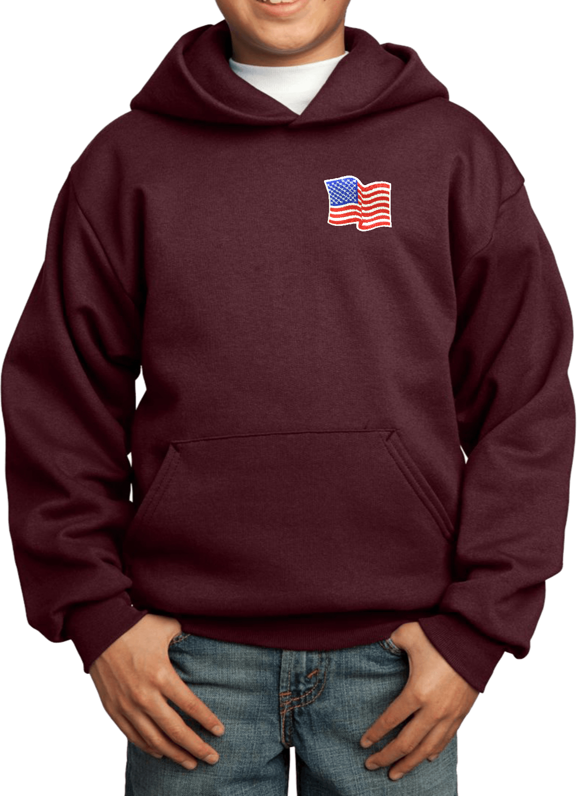 Buy Cool Shirts Kids Waving USA Flag Hoodie Patch Pocket Print - Picture 11 of 20