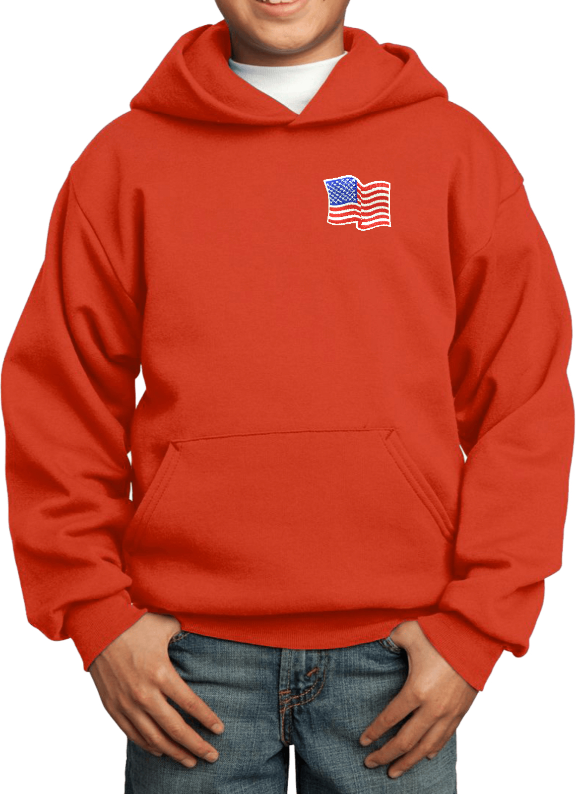 Buy Cool Shirts Kids Waving USA Flag Hoodie Patch Pocket Print - Picture 16 of 20