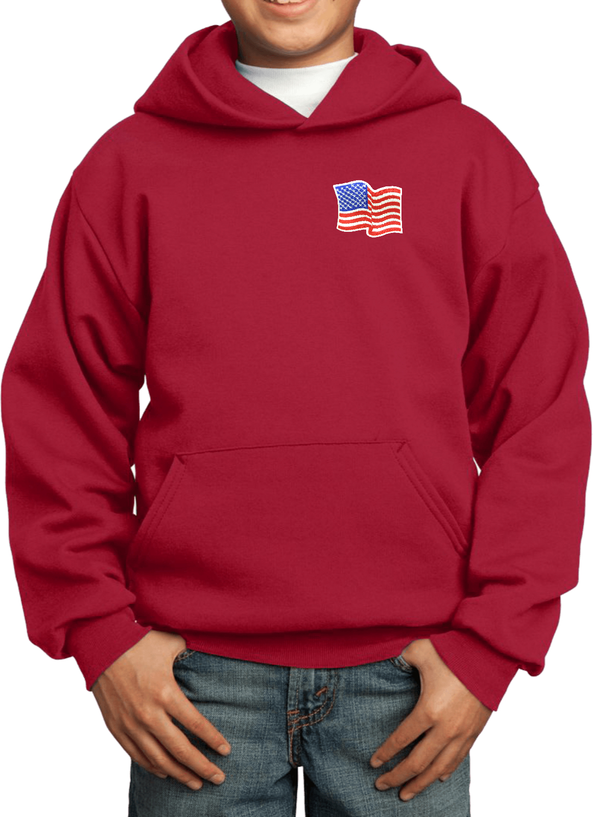 Buy Cool Shirts Kids Waving USA Flag Hoodie Patch Pocket Print - Picture 18 of 20