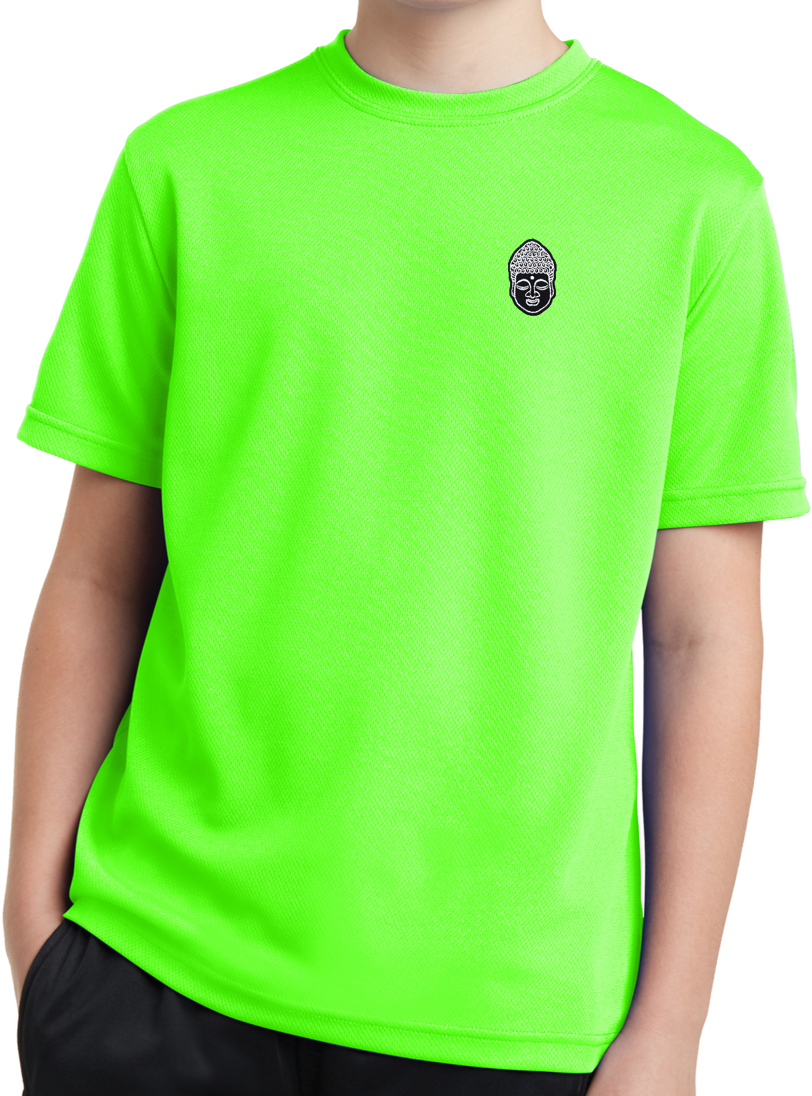 Buy Cool Shirts Yoga Buddha Head Patch Pocket Print Youth Kids Dry Wicking Shirt - Picture 8 of 14