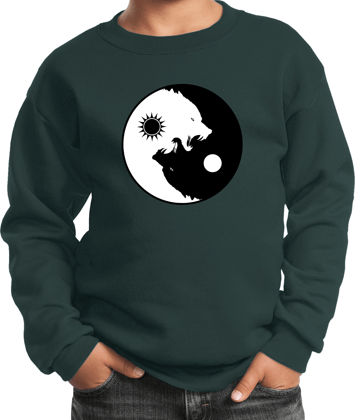 Buy Cool Shirts Yin Yang Wolves Yoga Youth Kids Sweatshirt - Picture 7 of 22