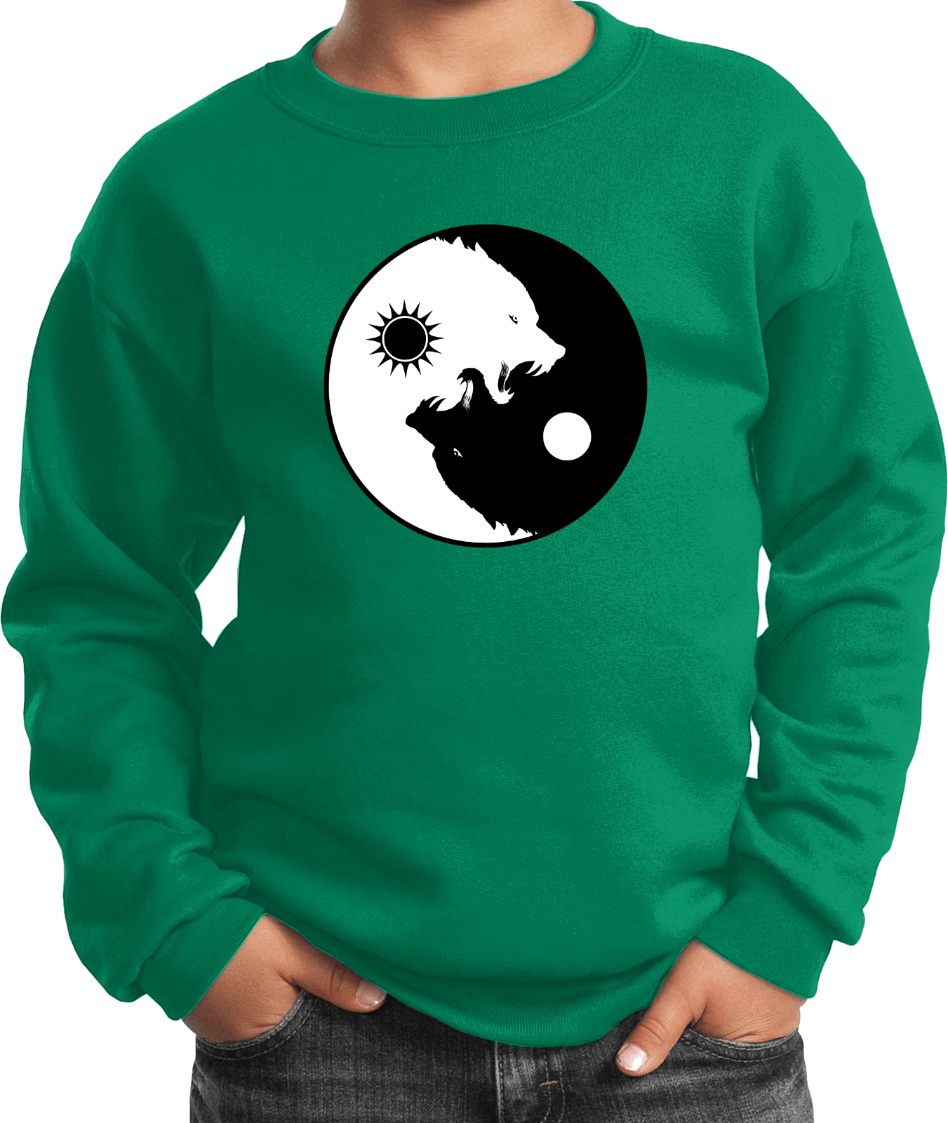 Buy Cool Shirts Yin Yang Wolves Yoga Youth Kids Sweatshirt - Picture 8 of 22