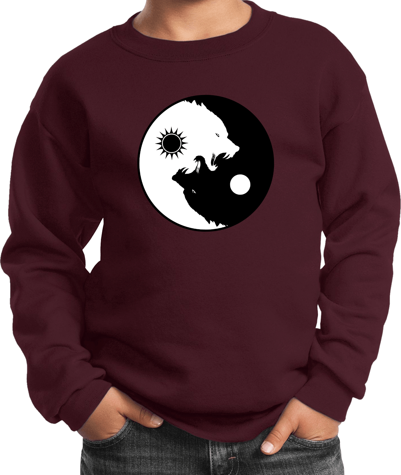 Buy Cool Shirts Yin Yang Wolves Yoga Youth Kids Sweatshirt - Picture 9 of 22