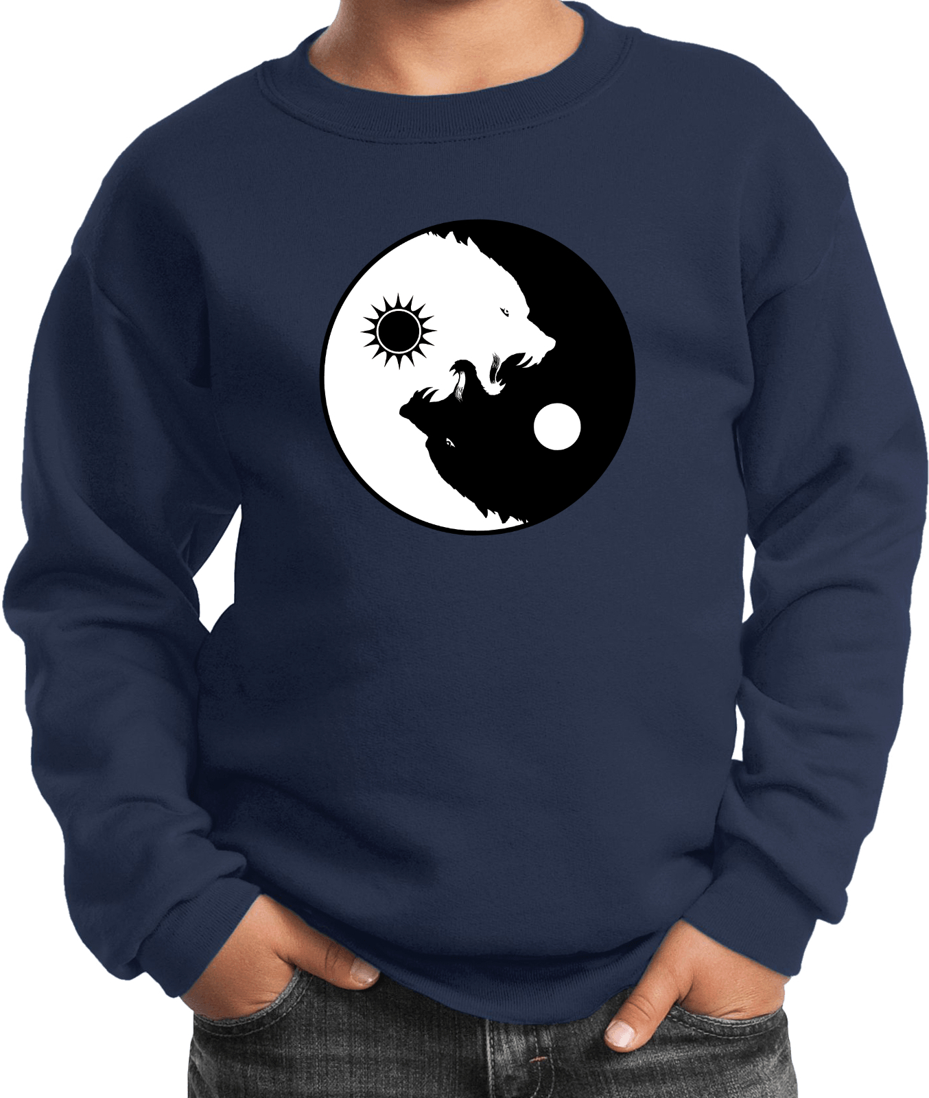 Buy Cool Shirts Yin Yang Wolves Yoga Youth Kids Sweatshirt - Picture 10 of 22