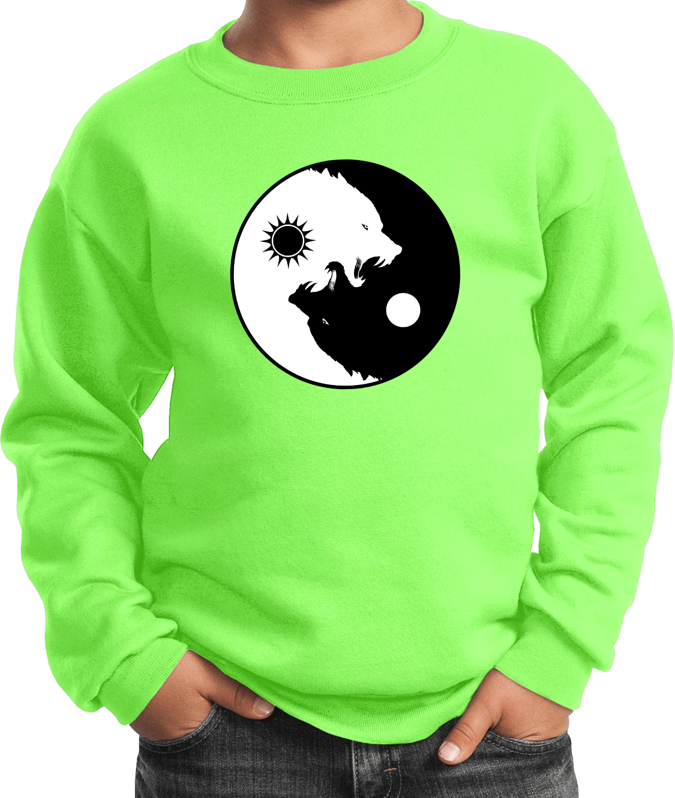 Buy Cool Shirts Yin Yang Wolves Yoga Youth Kids Sweatshirt - Picture 12 of 22
