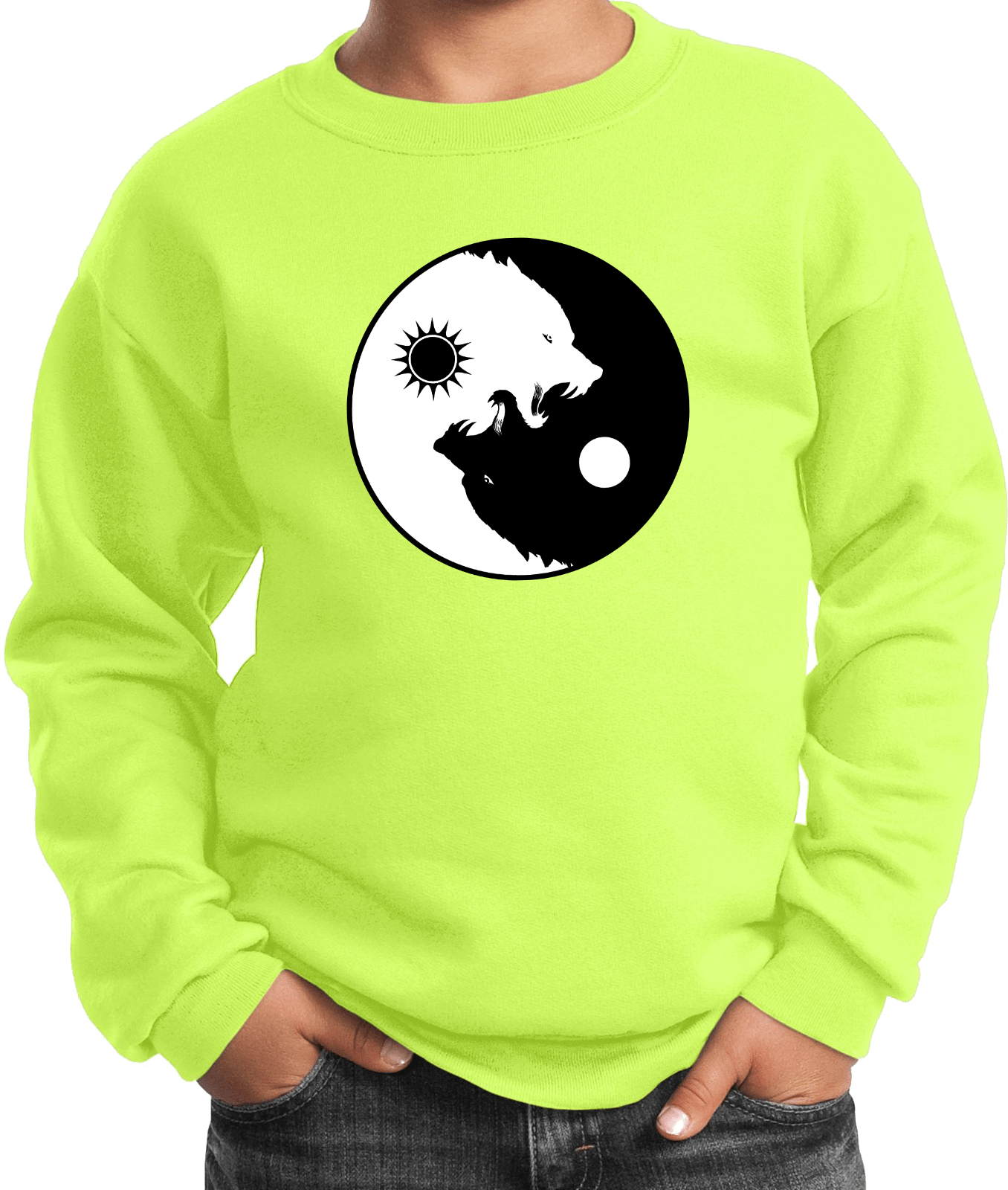 Buy Cool Shirts Yin Yang Wolves Yoga Youth Kids Sweatshirt - Picture 15 of 22