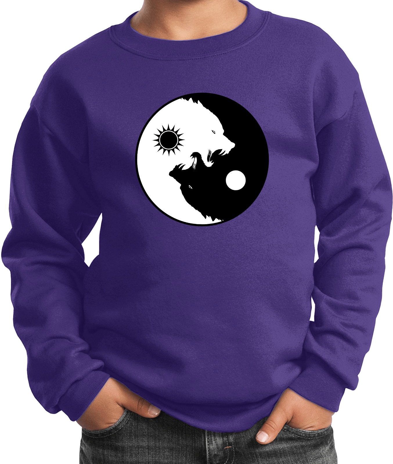 Buy Cool Shirts Yin Yang Wolves Yoga Youth Kids Sweatshirt - Picture 18 of 22