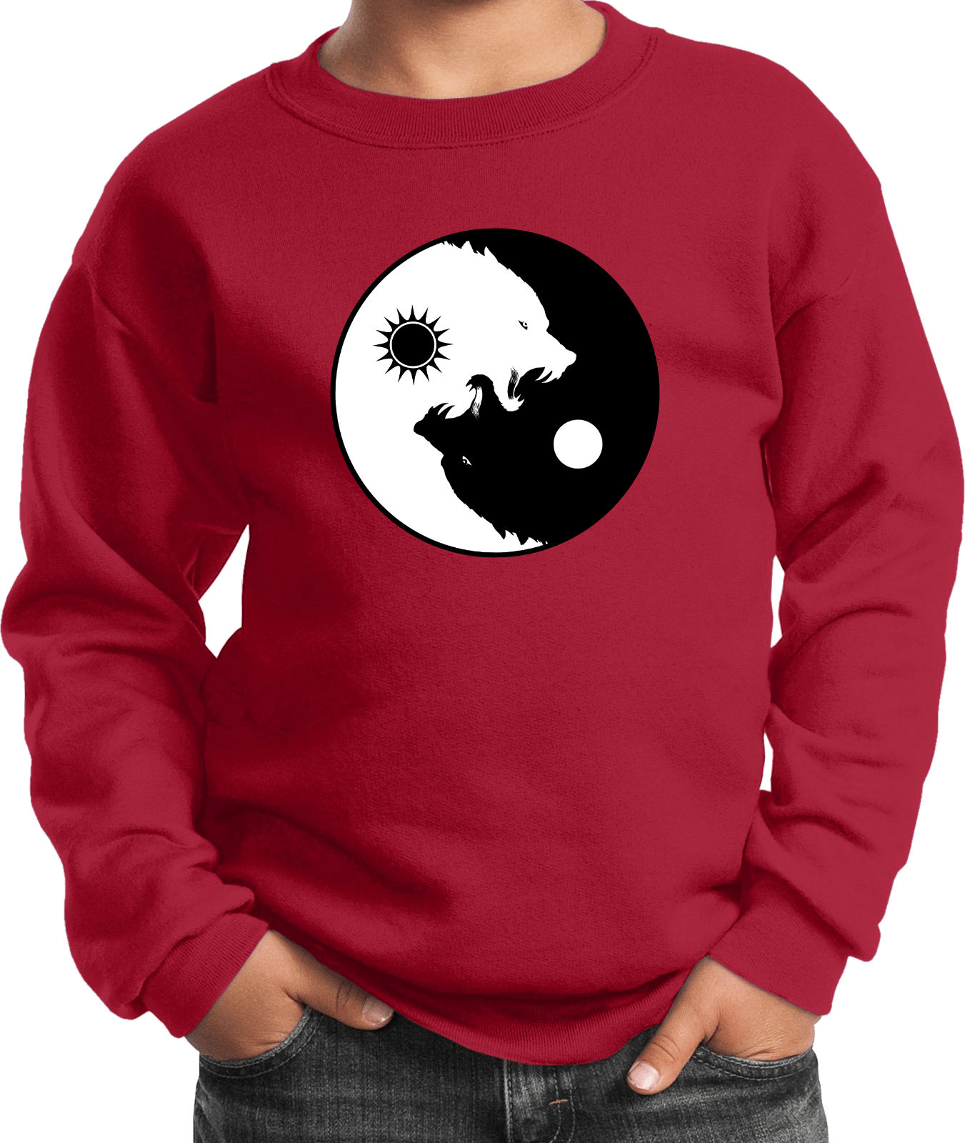 Buy Cool Shirts Yin Yang Wolves Yoga Youth Kids Sweatshirt - Picture 19 of 22