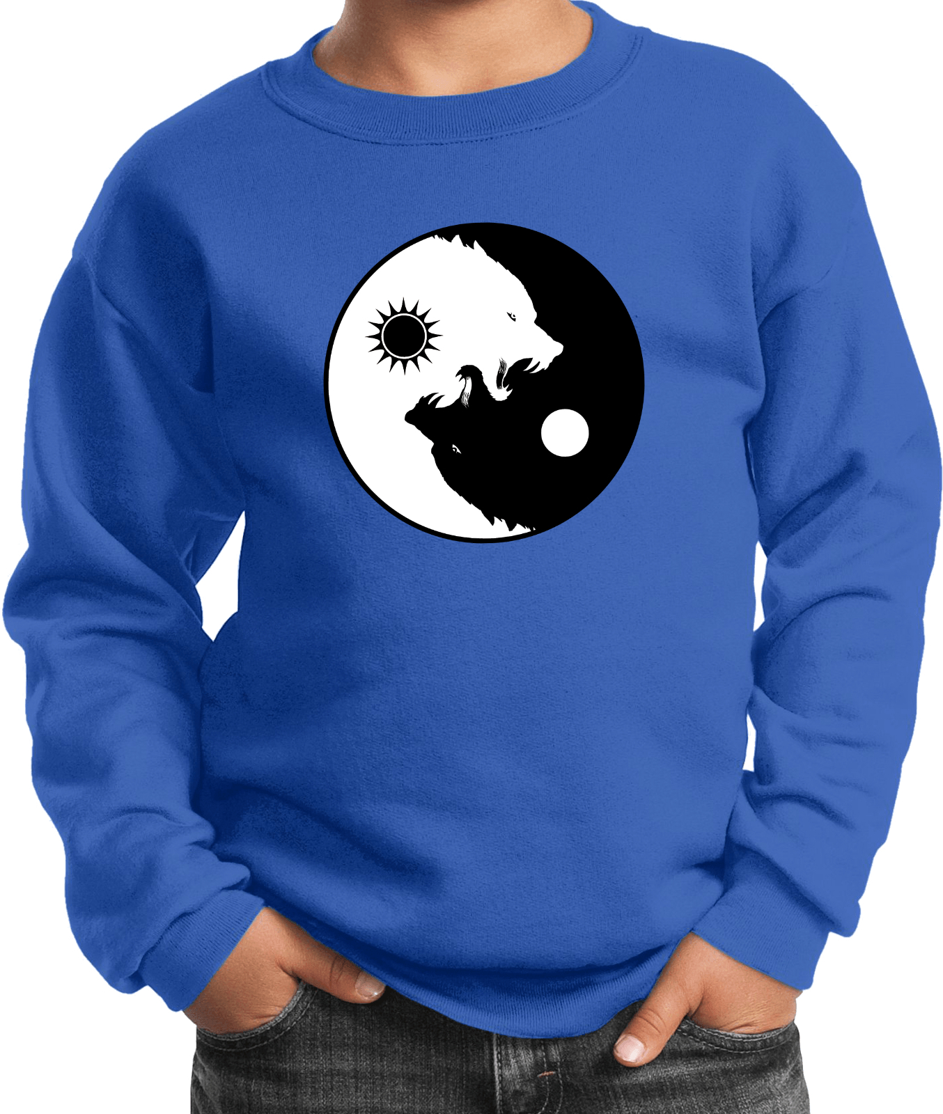 Buy Cool Shirts Yin Yang Wolves Yoga Youth Kids Sweatshirt - Picture 20 of 22