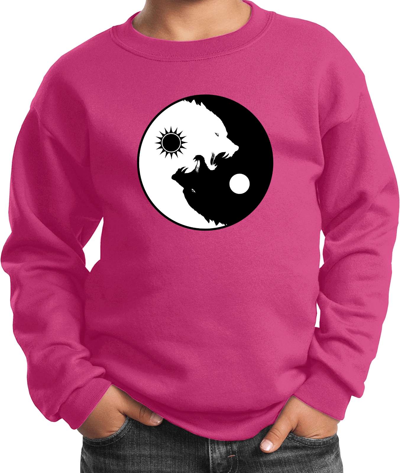 Buy Cool Shirts Yin Yang Wolves Yoga Youth Kids Sweatshirt - Picture 21 of 22