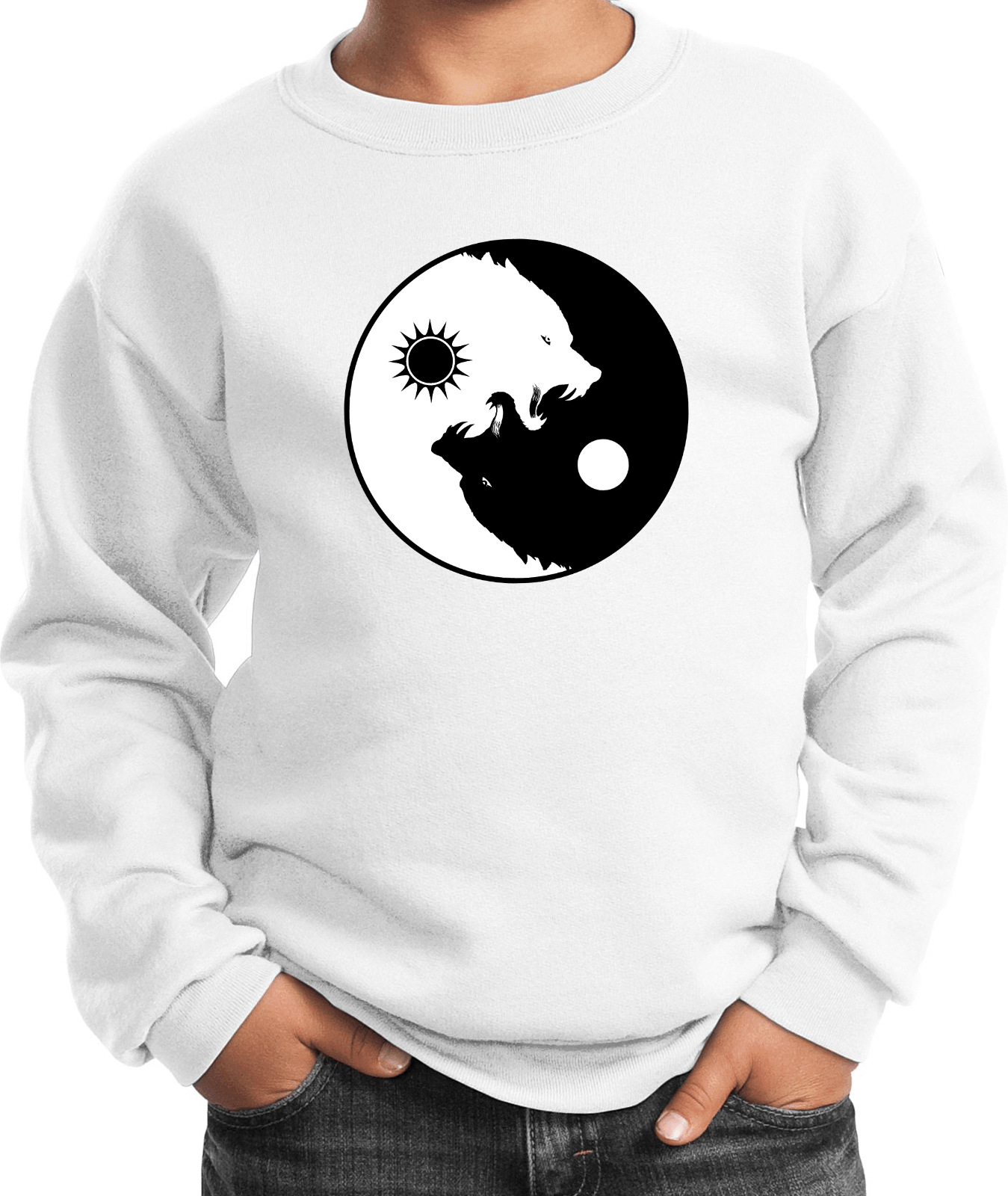 Buy Cool Shirts Yin Yang Wolves Yoga Youth Kids Sweatshirt - Picture 22 of 22