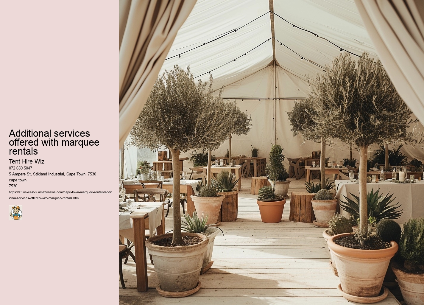 Additional services offered with marquee rentals
