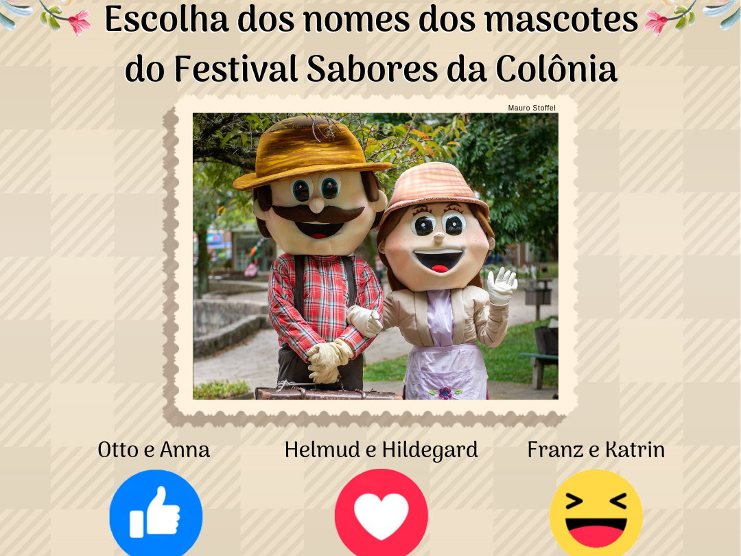 Foto de capa da notícia: Votação dos nomes dos mascotes do 6º Festival Sabores da Colônia de Nova Petrópolis encerra dia 6 de maio