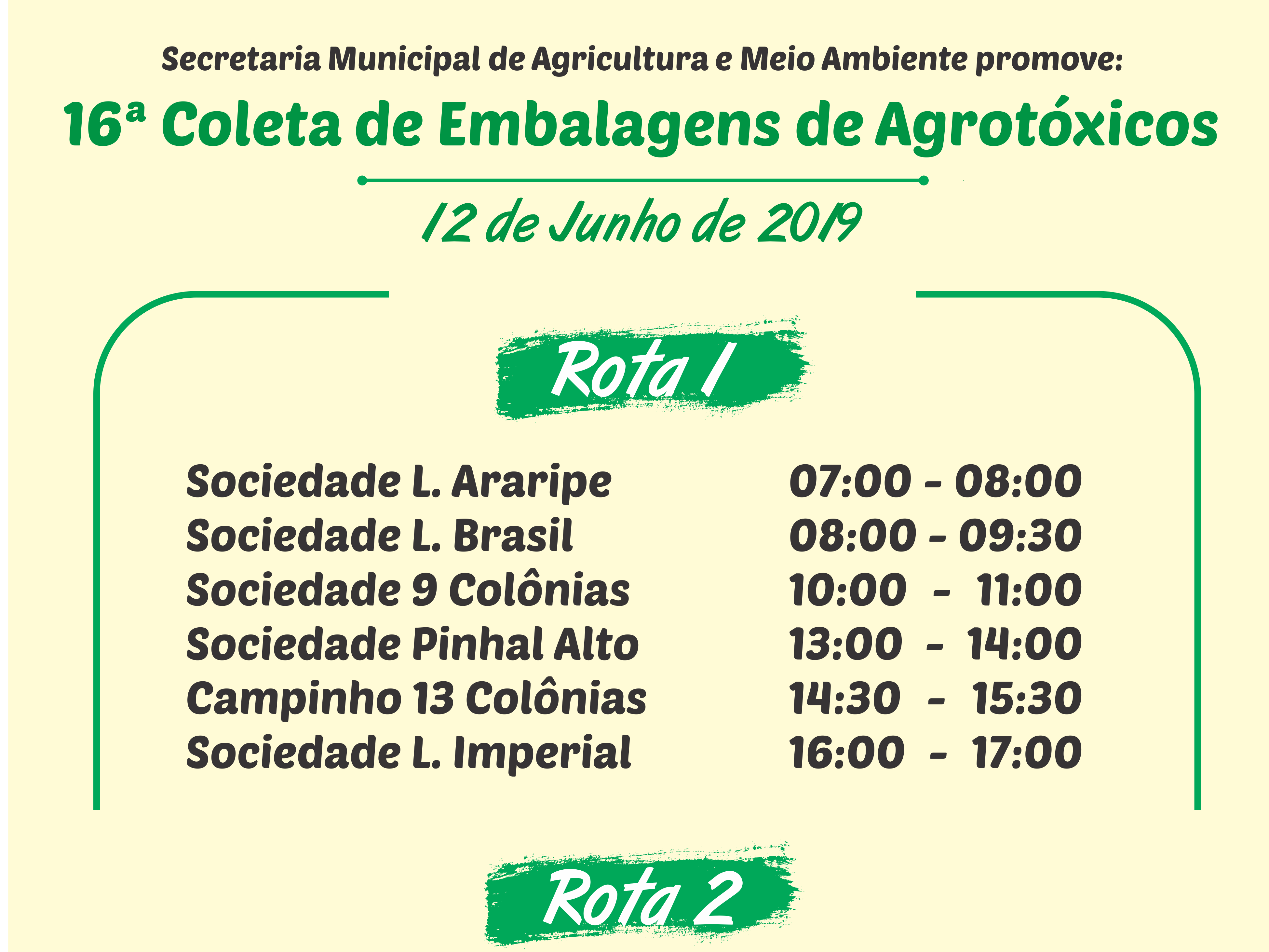 Foto de capa da notícia: 16ª Coleta de Embalagens de Agrotóxicos ocorre dia 12 de junho em Nova Petrópolis