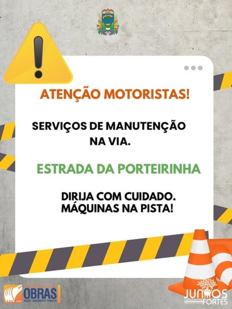 Foto de capa da notícia: Estrada da Porteirinha em obras de manutenção!