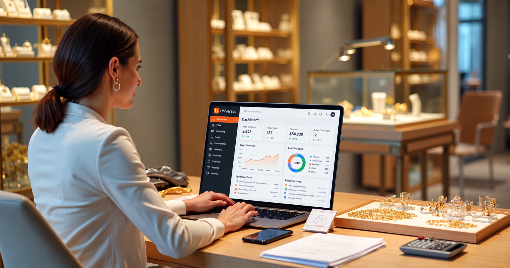 Illustrative Universell platform concept for jewelry inventory management