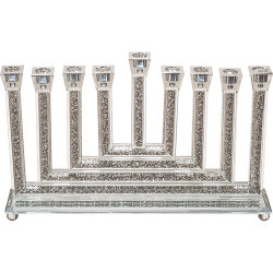 Crystal Elegant Hanukkiah Menorah With Silver Filling