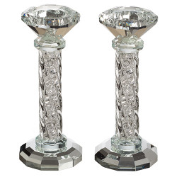Candlesticks Twisted Crystal And Stones 8.5"