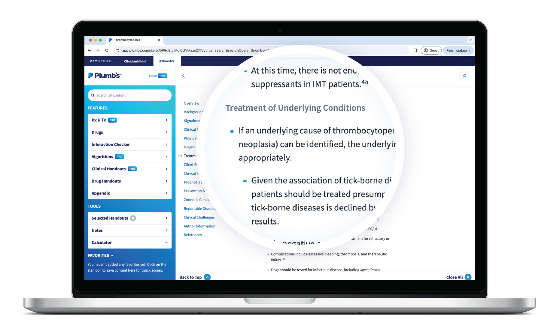 Plumb’s Pro diagnostic and treatment monograph on thrombocytopenia