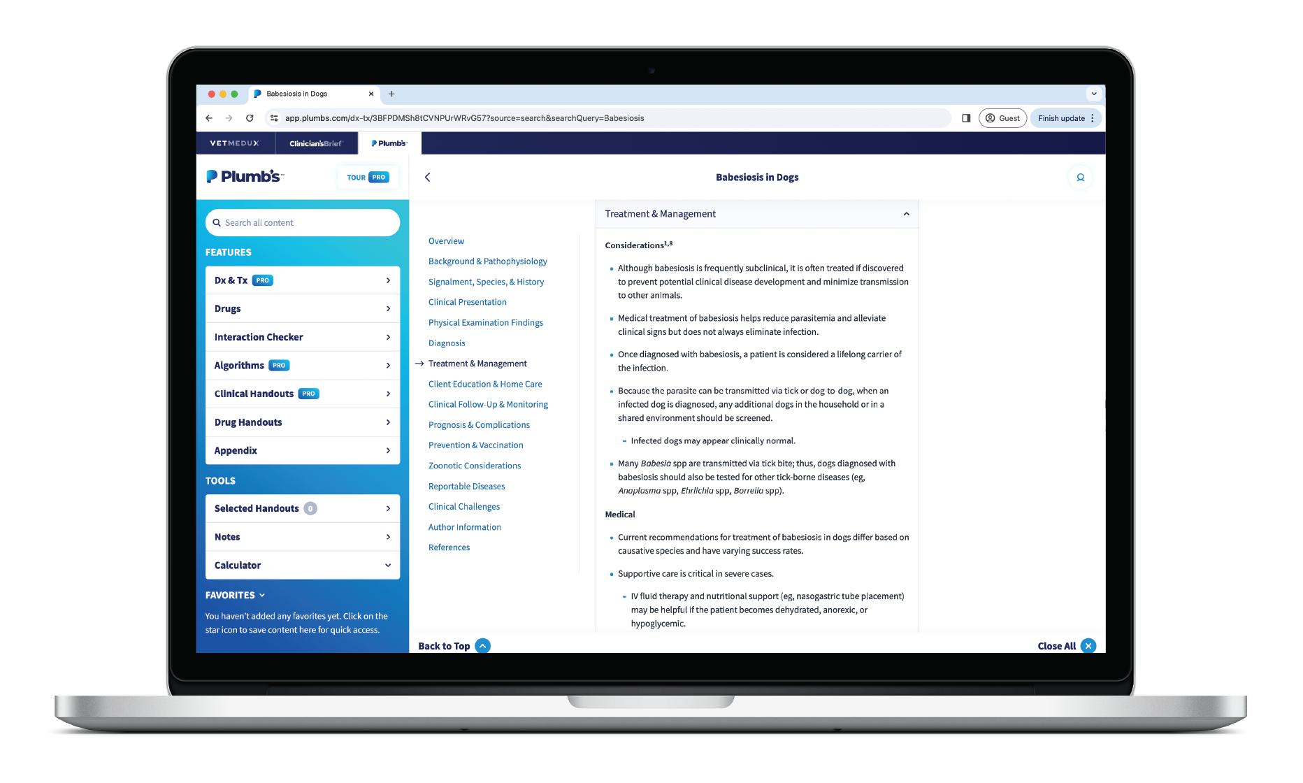 Plumb’s Pro diagnostic and treatment monograph on babesiosis