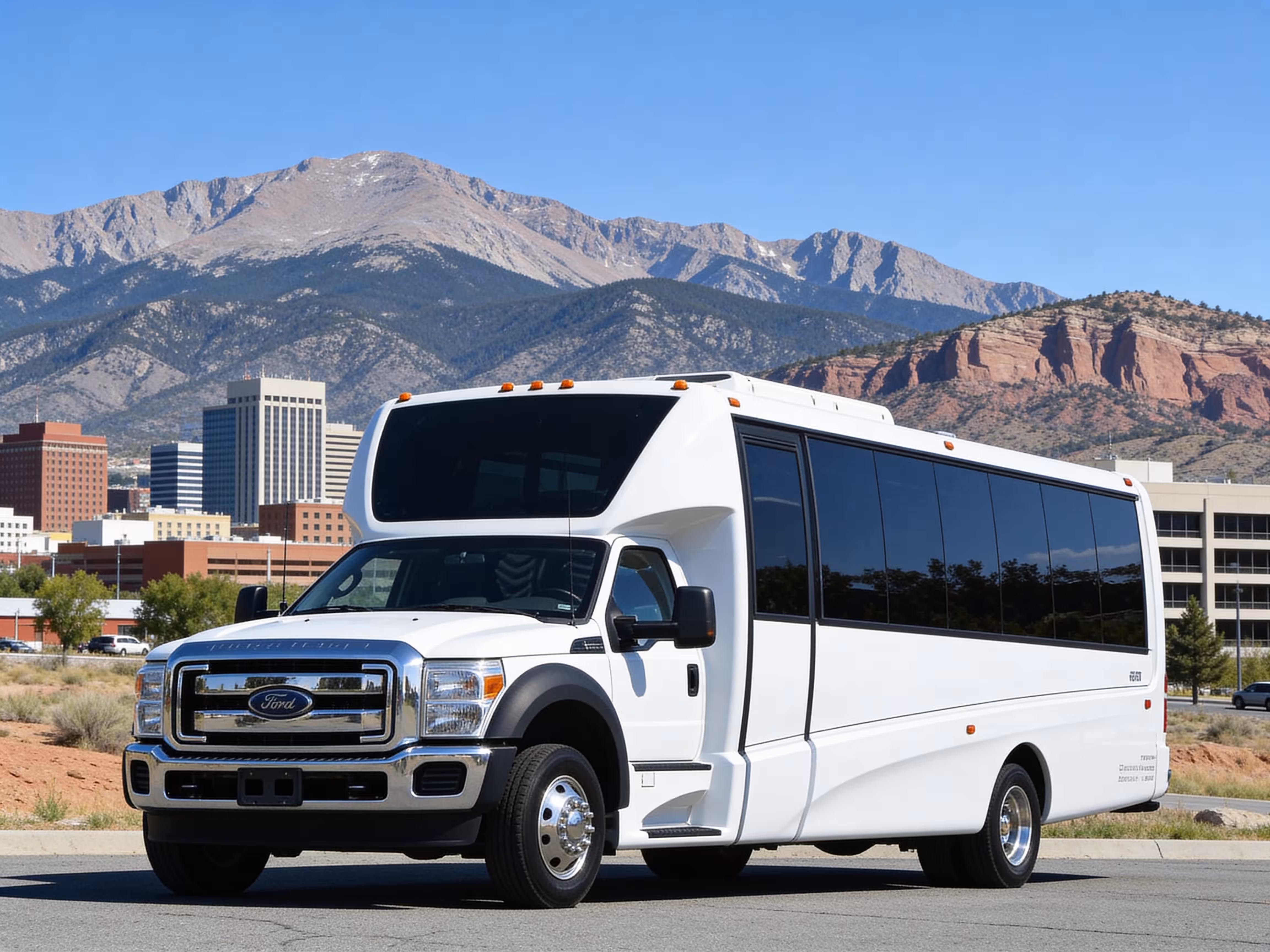 Exterior of a 18-25 Passenger Minibus in Denver