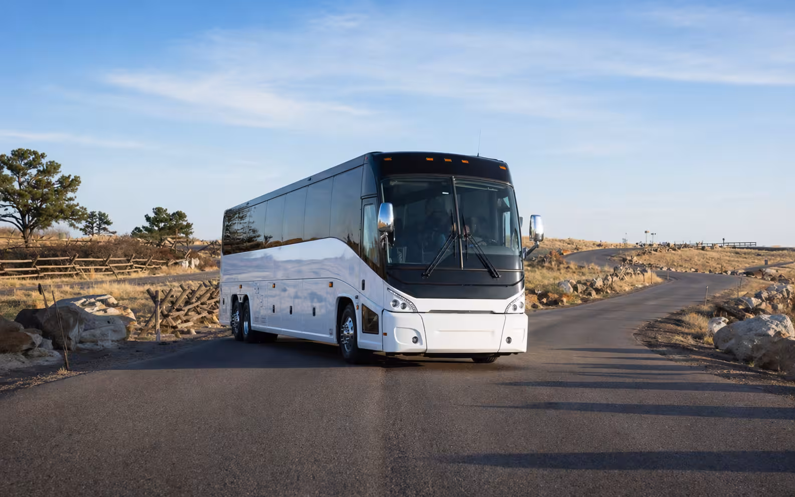 Exterior of a 55 Passenger Charter Bus in Denver
