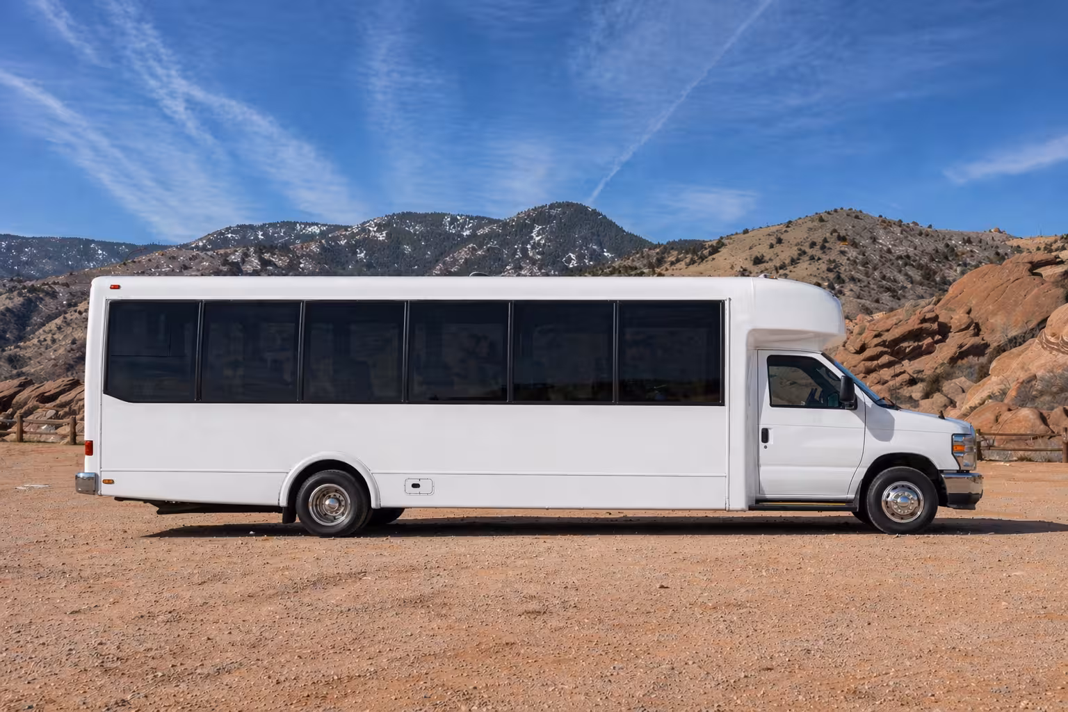 Exterior of a 34-40 Passenger Mini Coach Rental in Denver