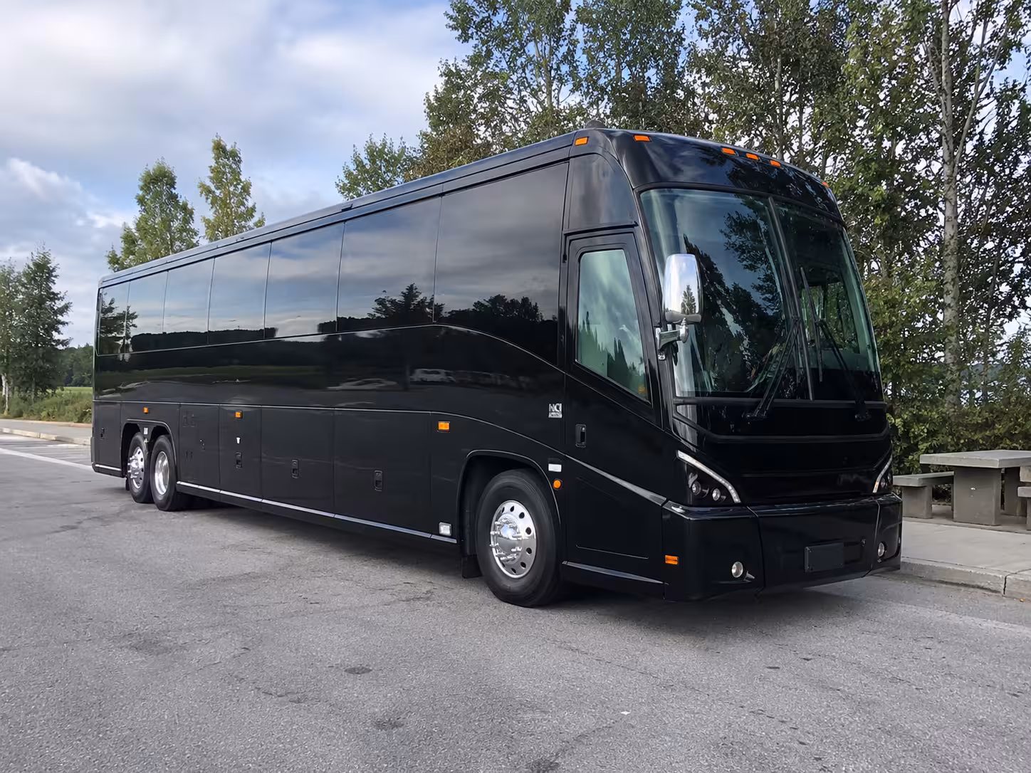 Exterior of a 56 Passenger Charter Bus in Bridgeport