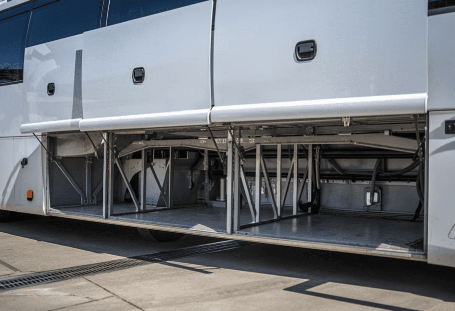 tv film charter bus storage space