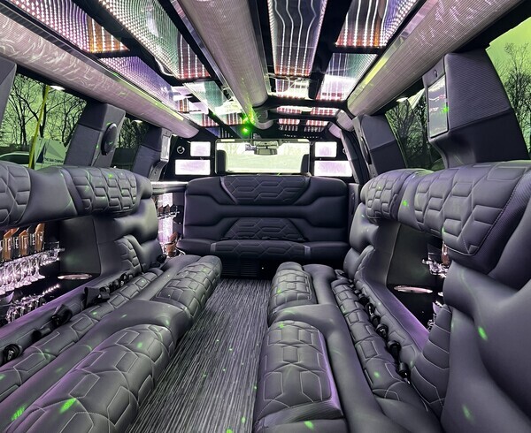 the interior of a porsche limousine